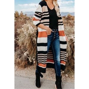 VICI Striped Duster Cardigan with Belt